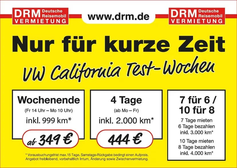 VW California Test-Wochen 2026 - VW California günstig ab Düren mieten
