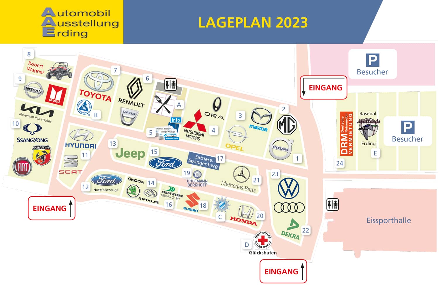 Lageplan Automobil Ausstellung Erding AAE 2023: Wir sind dabei